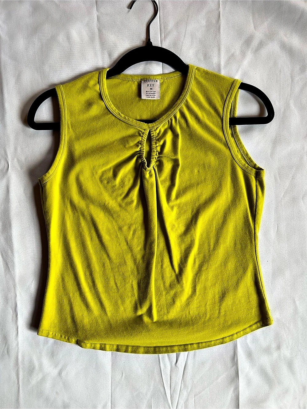 Copper Key Keyhole Front Tank Top in Chartreuse